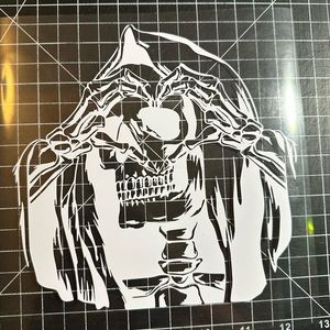 Skull with heart car decal